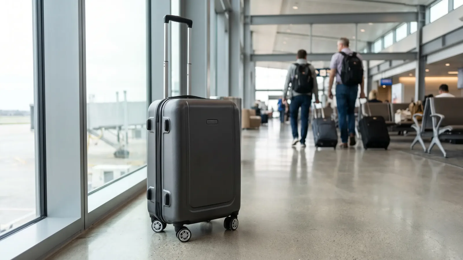 Bagage cabine compact dans un aéroport, optimisé pour préparer sa valise