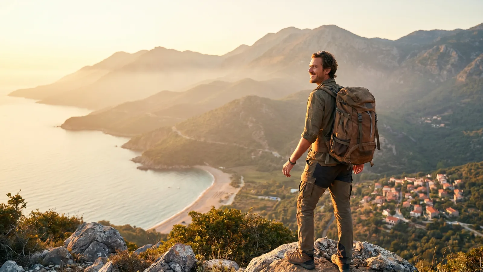 Voyageur contemplant un paysage avant de préparer un voyage à l'étranger