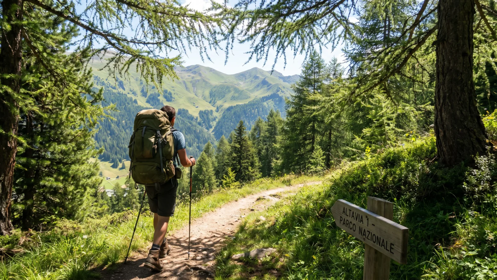 Randonneur dans un parc national européen