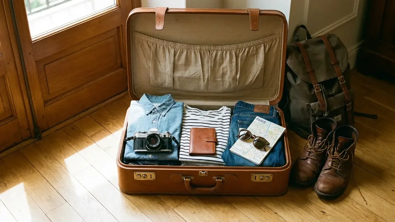 Valise cabine préparée pour un week-end city break